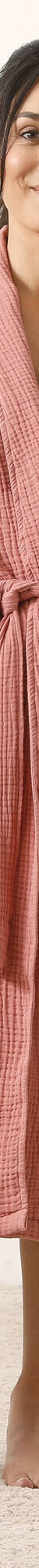 Peignoir uni en triple gaze de coton (bois de rose) Peignoir uni en triple gaze de coton (bois de rose)